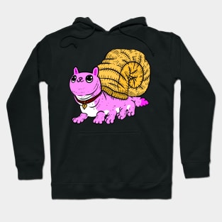 cat snail, pink shelled kitten. weird and funny cartoon. Hoodie